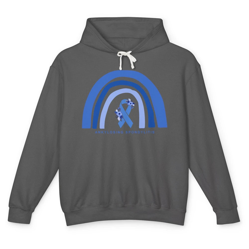 Ankylosing Spondylitis Awareness Support Floral Blue Ribbon Unisex Lightweight Hoodie