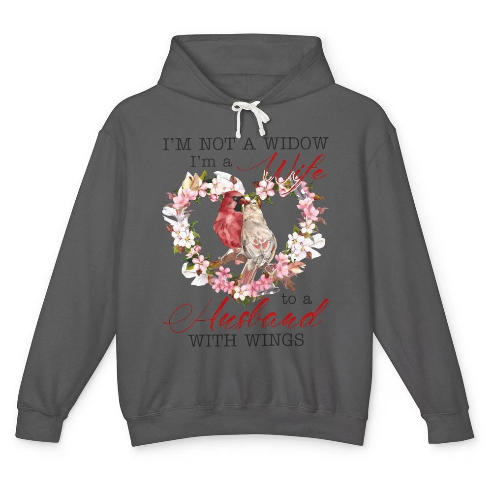 Cardinal Husband In Heaven I'm Not Widow Angel Loving Memory Unisex Lightweight Hoodie