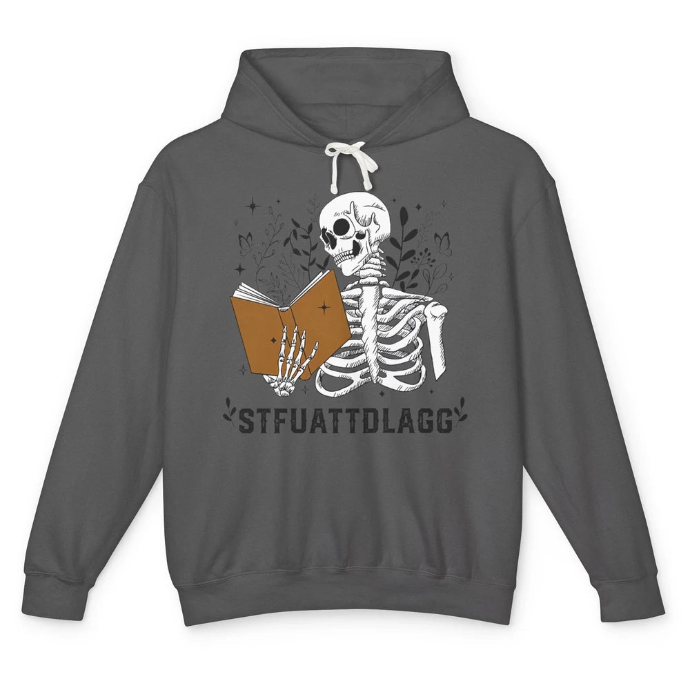 Funny Skeleton Reading Book STFUATTDLAGG Romance Smut Reader Unisex Lightweight Hoodie