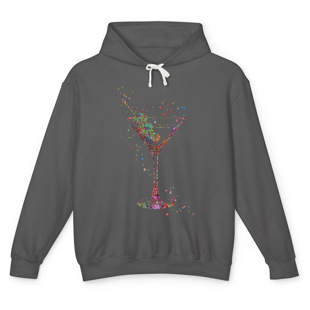 Watercolor Glass Of Martini Cocktails Wine Shot Alcoholic Unisex Lightweight Hoodie