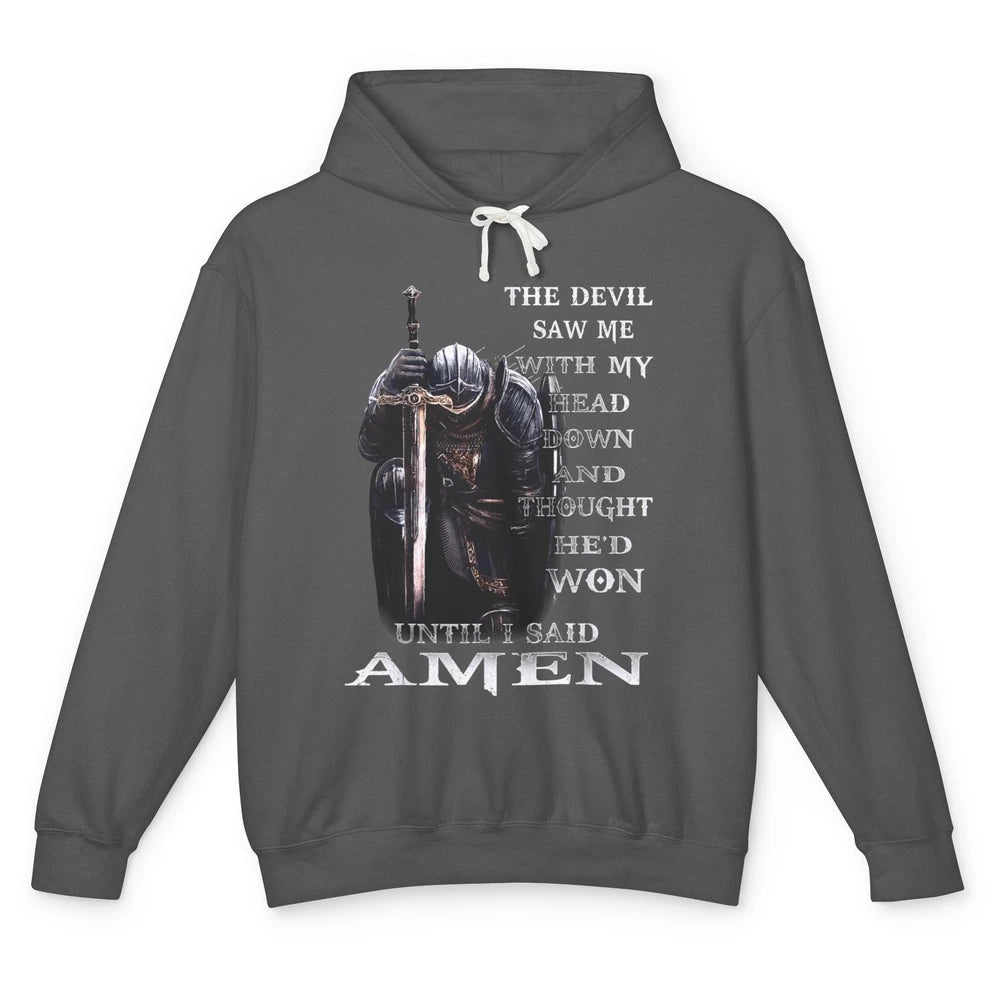 Knight Templar Lion Devil Saw Me With My Head Down Christian Unisex Lightweight Hoodie