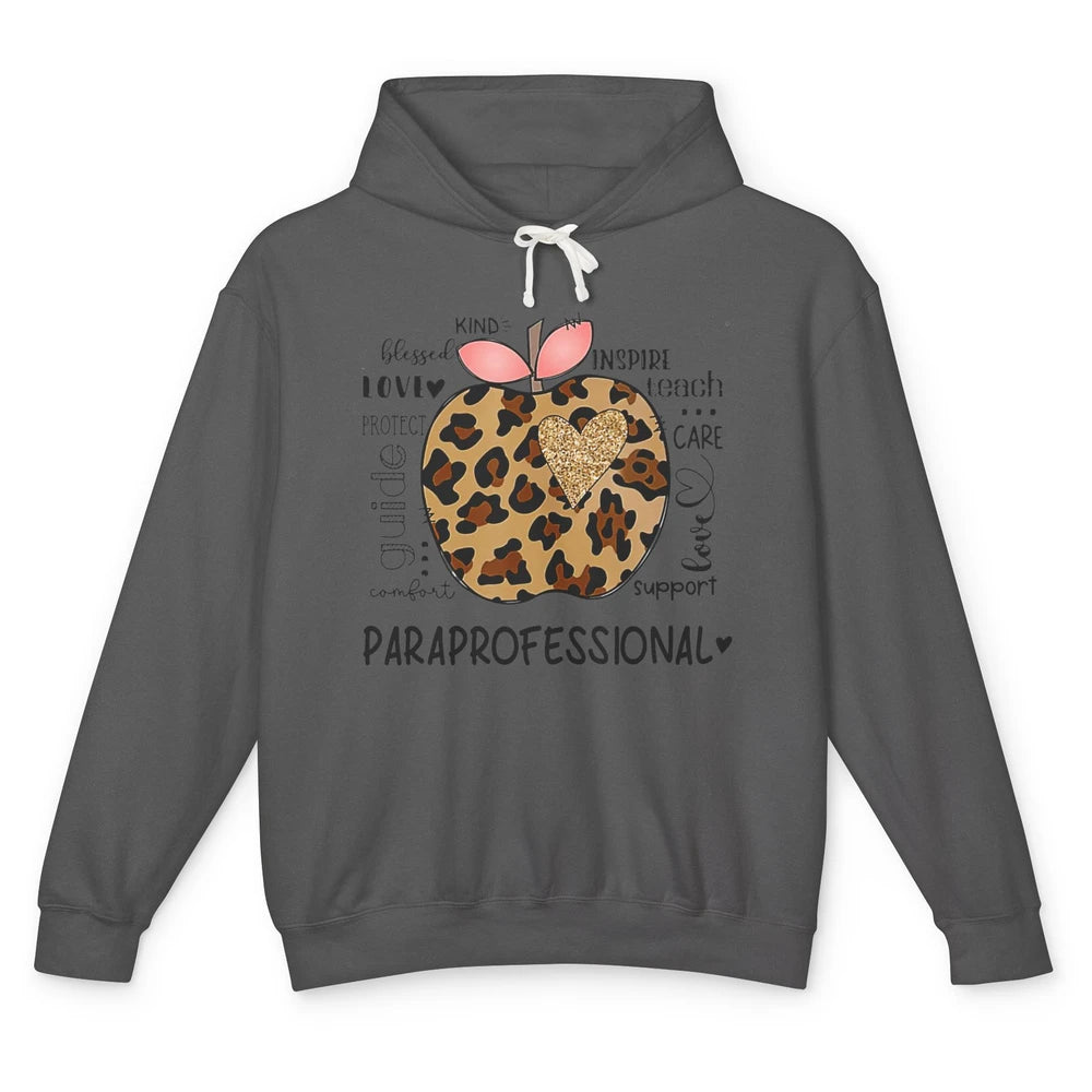 Leopard Apple Kind Para Paraprofessional Life Back To School Unisex Lightweight Hoodie