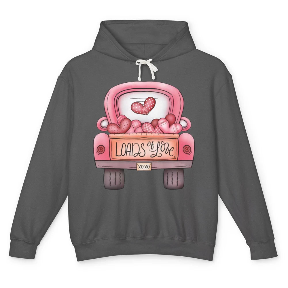 Retro Truck Pink Balloons Loads Of Love Western Valentine Unisex Lightweight Hoodie