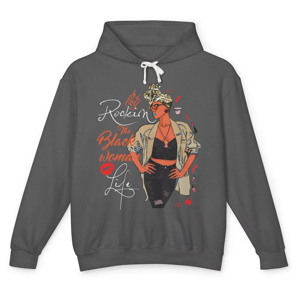 Rockin The Black Woman Life Black Pride Afro Melanin Mom Unisex Lightweight Hoodie