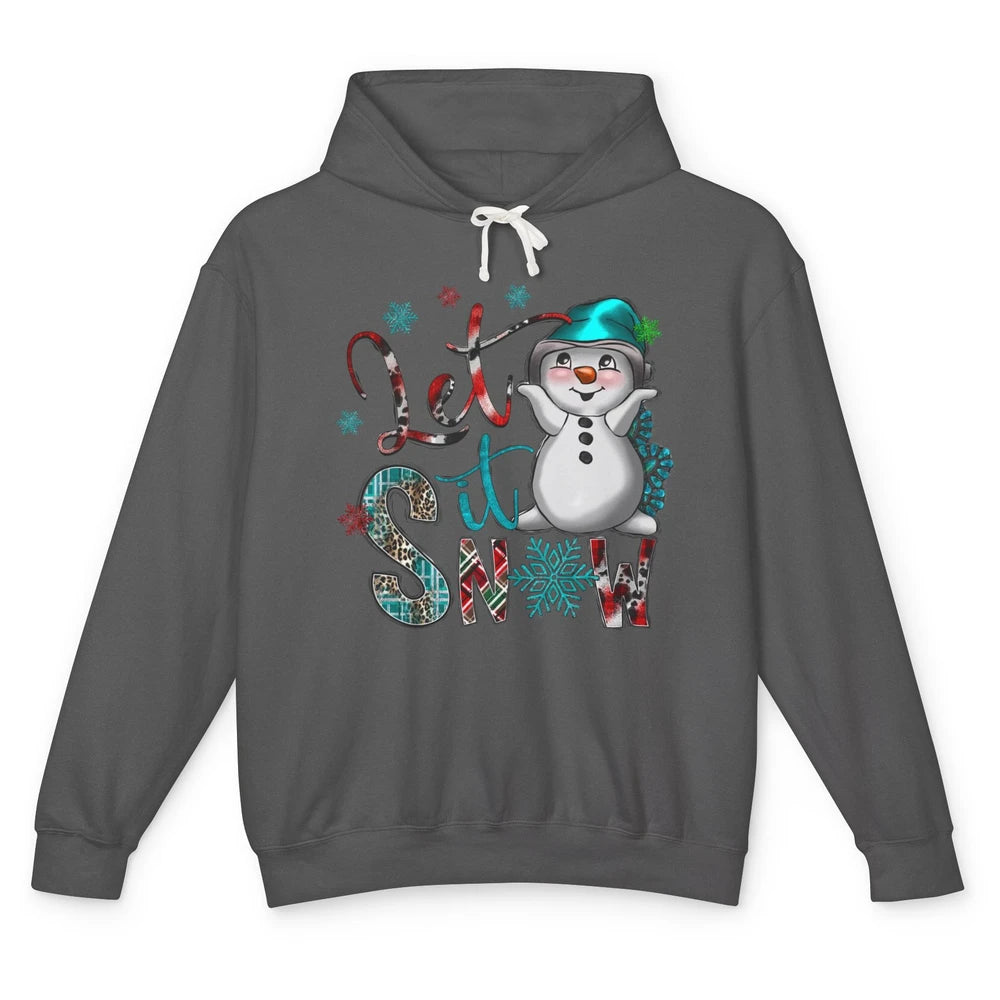 Leopard Snow Man Let It Snow Snowflakes Western Christmas Unisex Lightweight Hoodie