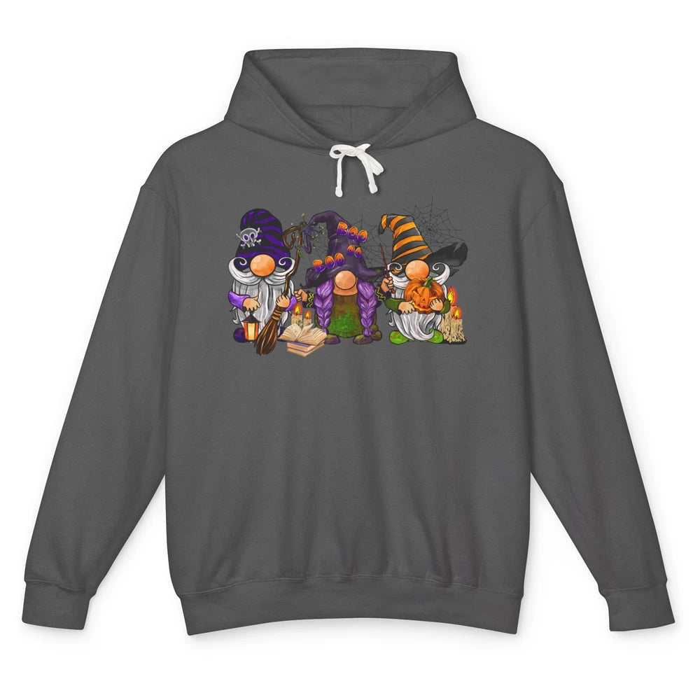 Retro Gnomes Witch Halloween Witchy Gnomies Horror Hallows Unisex Lightweight Hoodie