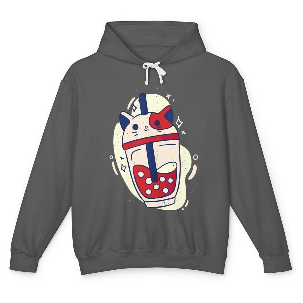 Cute Cat Japanese Boba Tea Cute Bubble Tea Retro Milk Tea Unisex Lightweight Hoodie