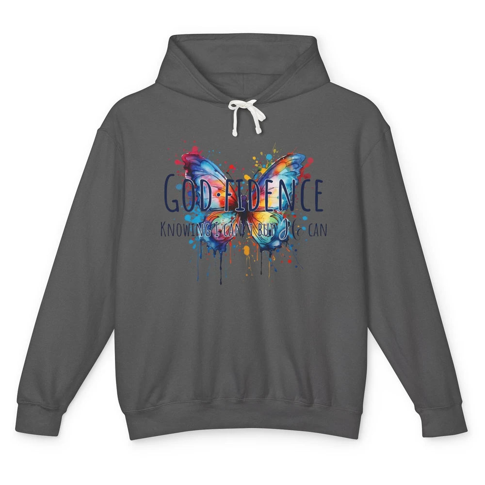 Christian God Fidence Know I Can't But He Can Inspirational Unisex Lightweight Hoodie