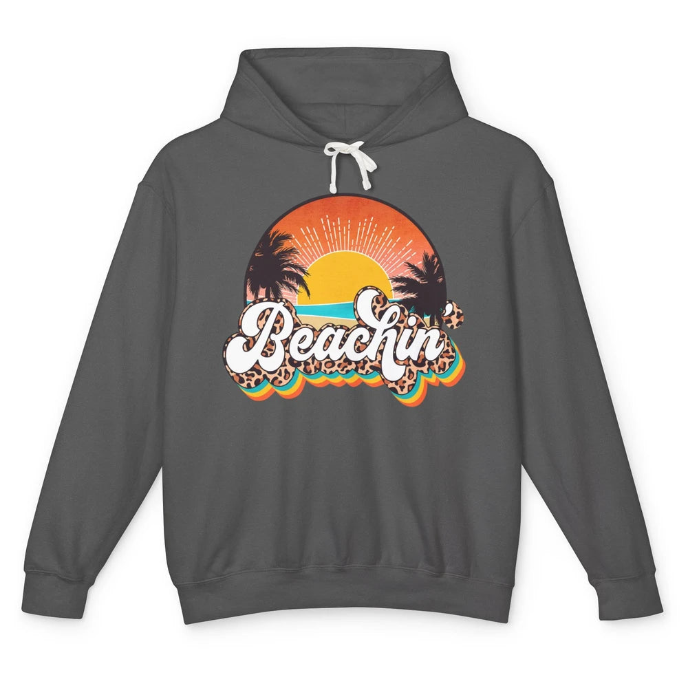 Beachin' Leopard Retro Summer Sunset Beach Lovers Vacation Unisex Lightweight Hoodie