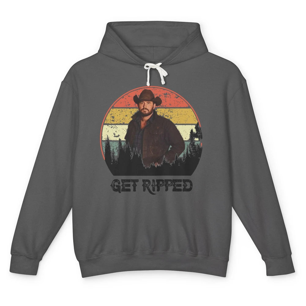 Vintage Cowboy Get Ripped Western Country Music Rodeo Dad Unisex Lightweight Hoodie