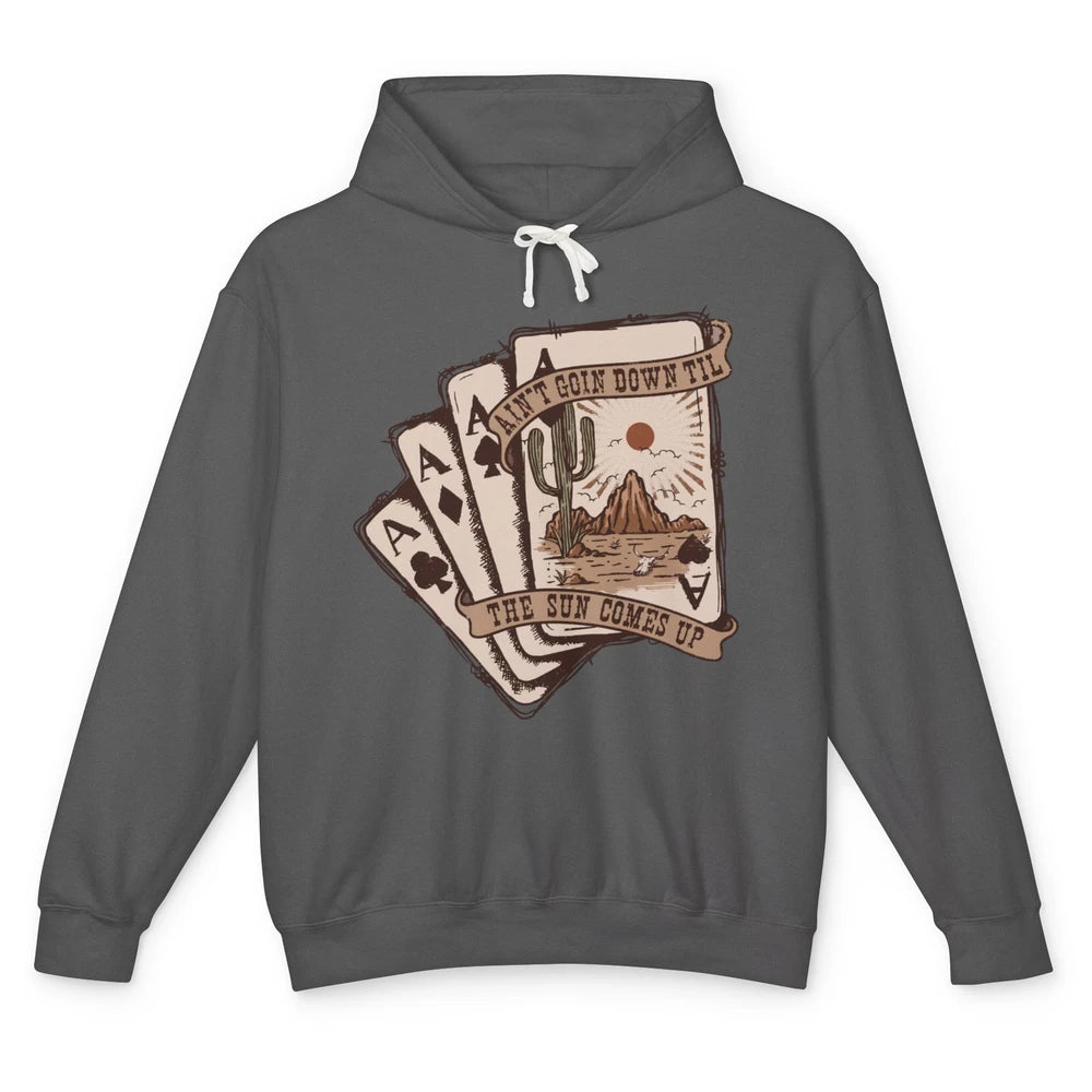 Retro Tarot Cart Desert Ain't Going Down Western Cowboy Unisex Lightweight Hoodie