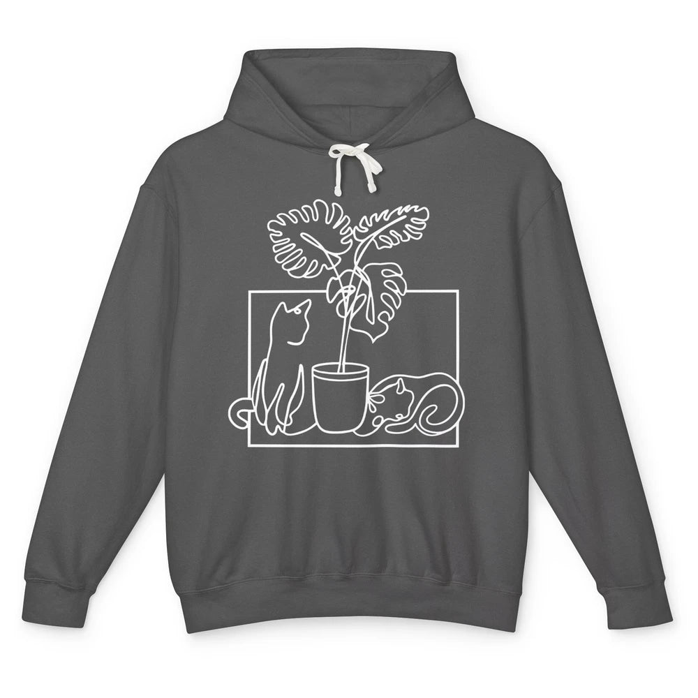 Cat Watering Plants Gardening Cat Lady Planting Cat Lovers Unisex Lightweight Hoodie