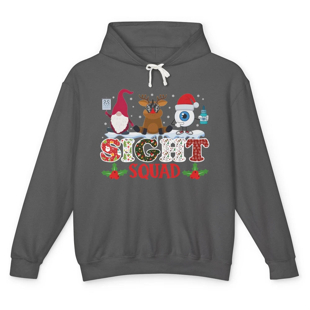 Optometrist Sight Squad Gnome Reindeer Optician Christmas Unisex Lightweight Hoodie