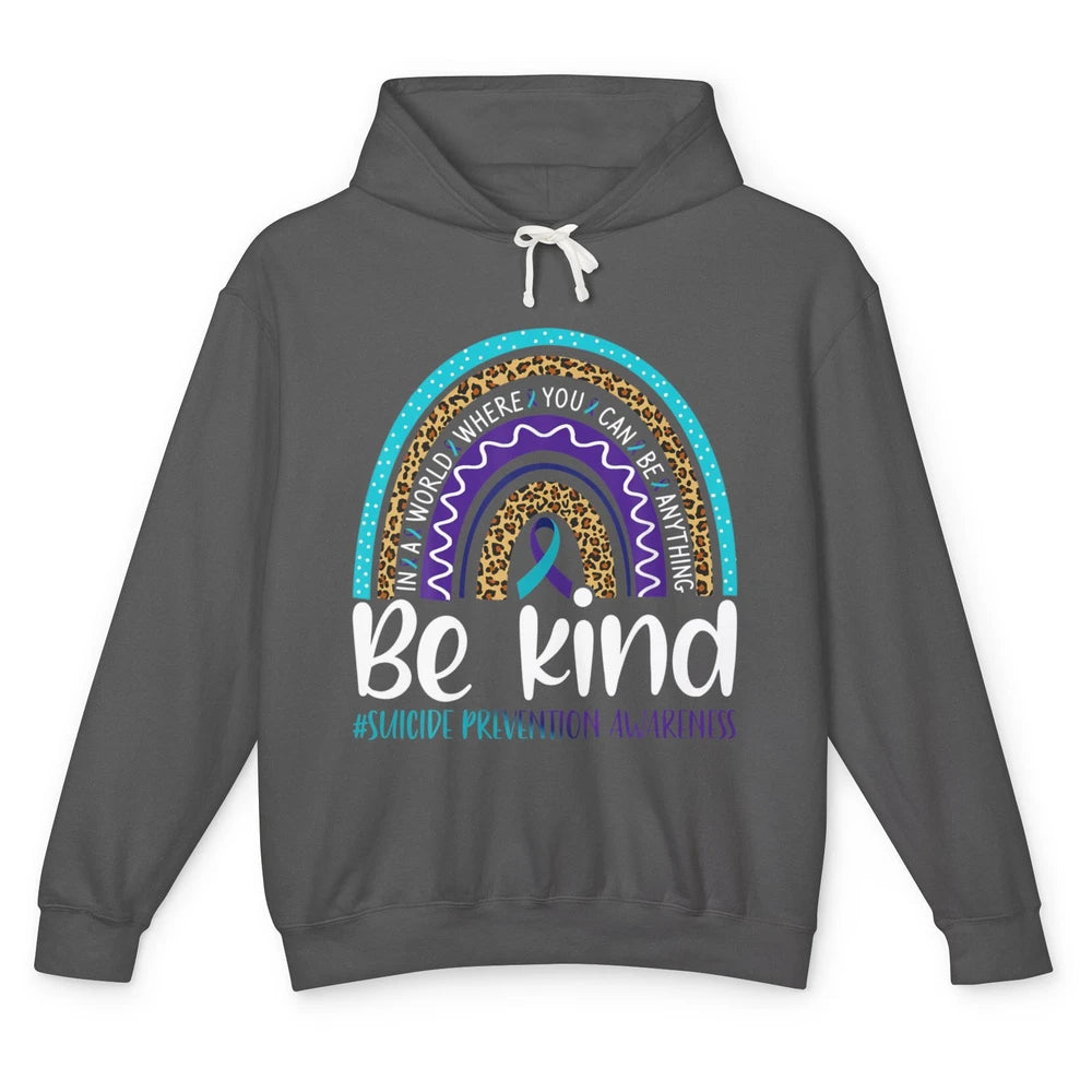 Be Kind Leopard Rainbow Suicide Prevention Awareness Month Unisex Lightweight Hoodie