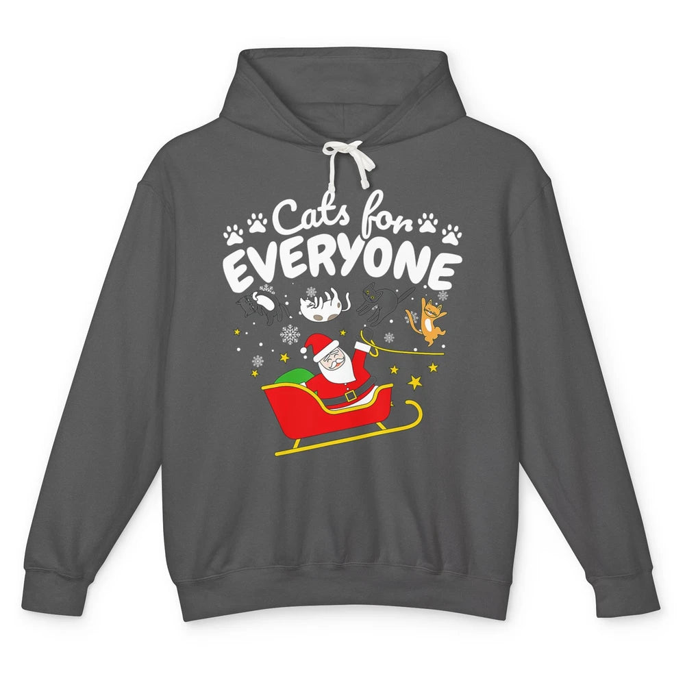 Merry Christmas Funny Cat For Everyone Santa Claus Reindeer Unisex Lightweight Hoodie