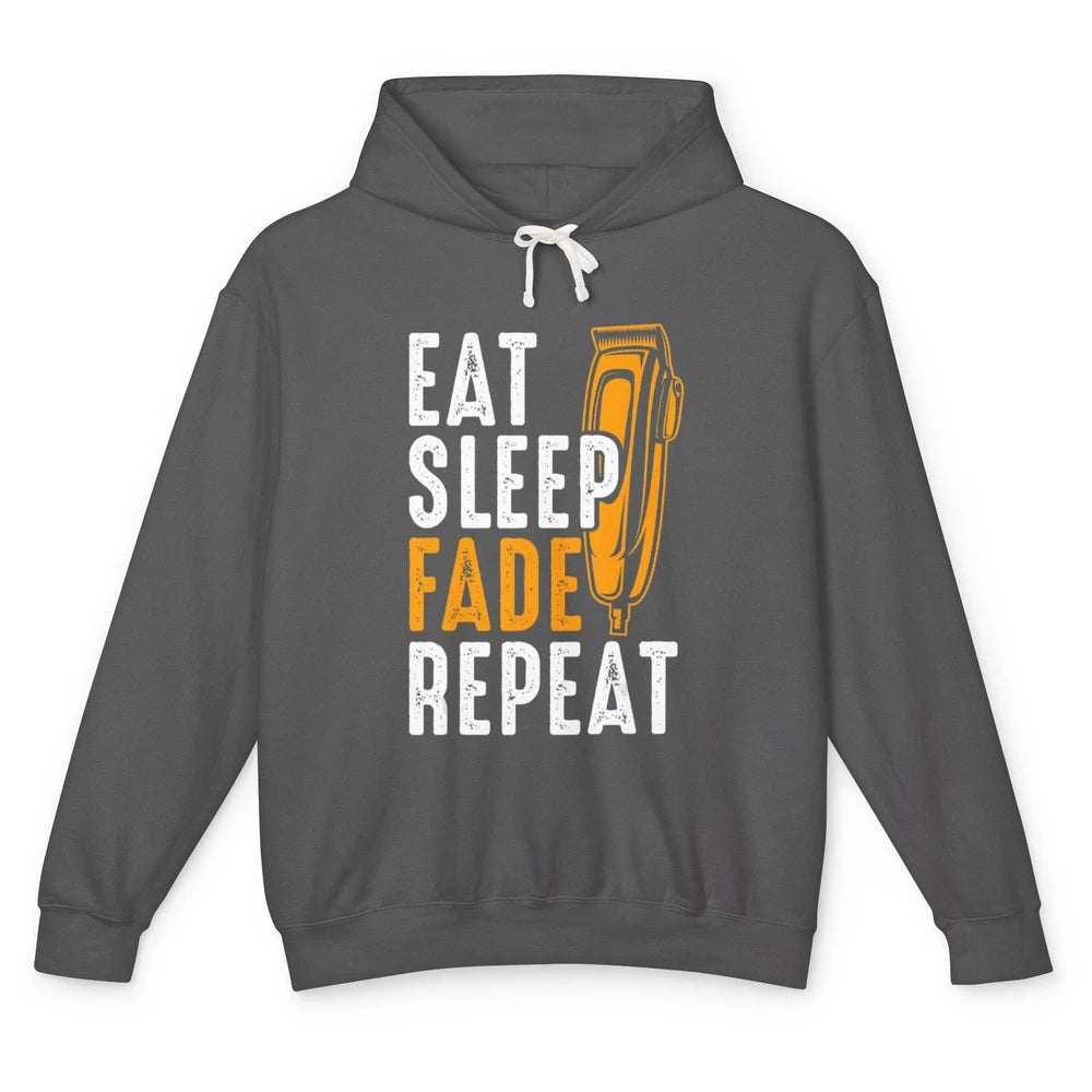 Eat Sleep Fade Repeat Barber Hairstylist Hairdresser Retro Unisex Lightweight Hoodie