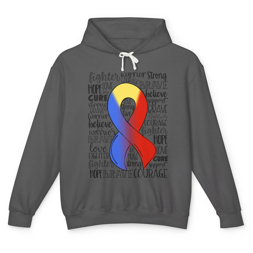 Thoracic Outlet Syndrome Awareness Blue Red Ribbon Hope Love Unisex Lightweight Hoodie