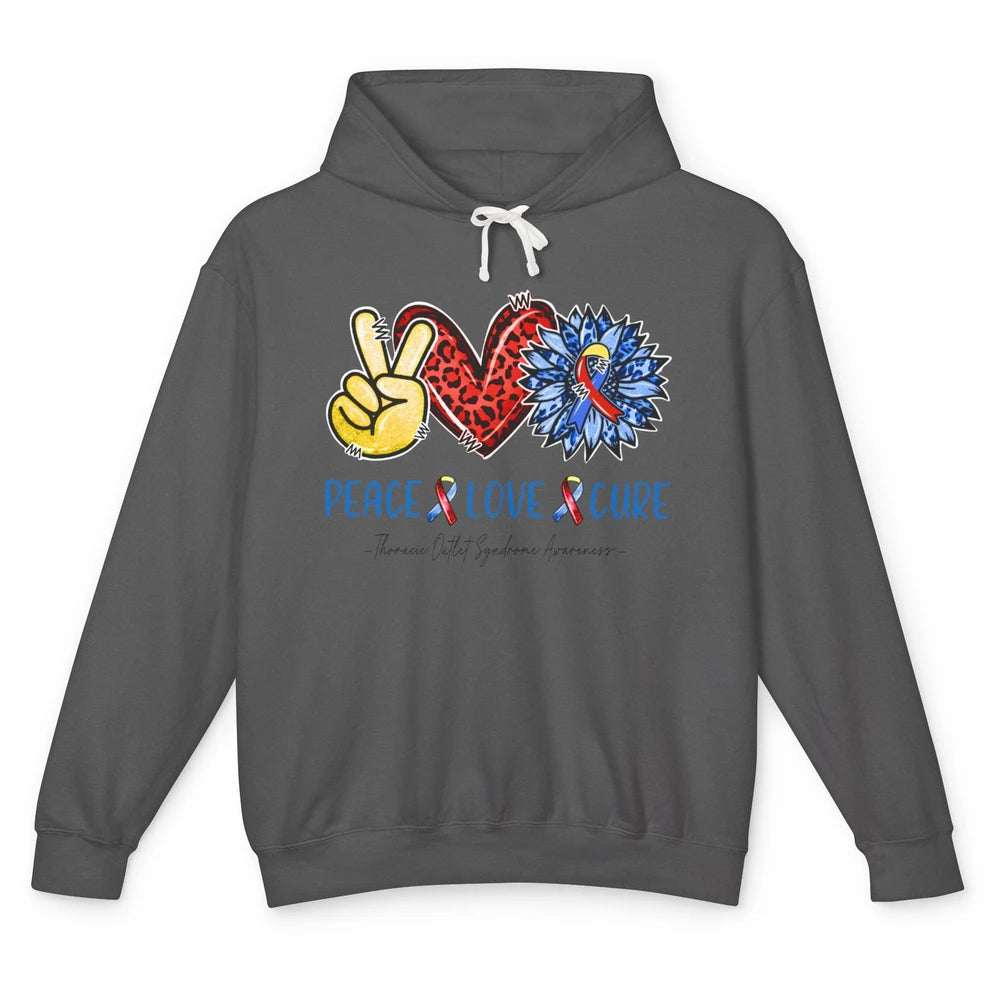 Thoracic Outlet Syndrome Awareness Peace Love Cure Sunflower Unisex Lightweight Hoodie