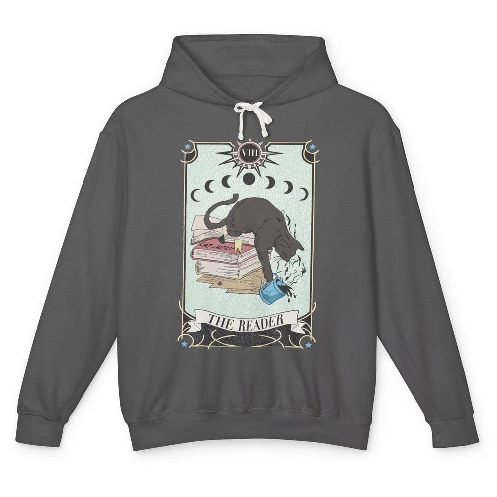 Retro Cat Books The Reader Tarot Card Halloween Reading Gift Unisex Lightweight Hoodie