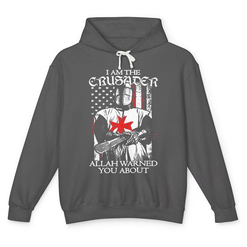 US Flag Knight Templar I'm Crusader Allah Warned You About Unisex Lightweight Hoodie