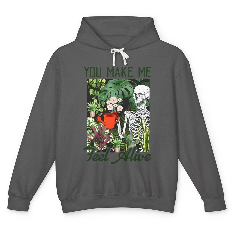 Make Me Feel Alive Skeleton Plant Flower Botanical Garden Unisex Lightweight Hoodie