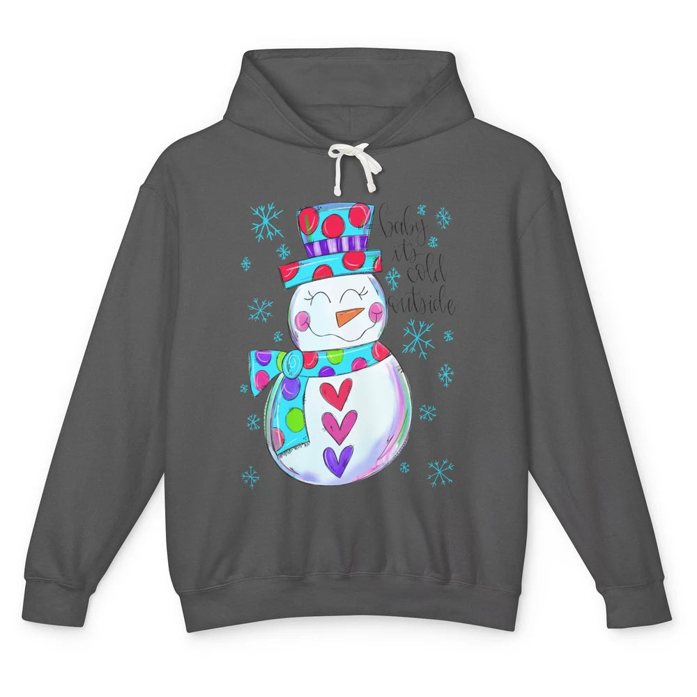 Winter Snowman Baby It's Cold Outside Christmas Hand Drawn Unisex Lightweight Hoodie