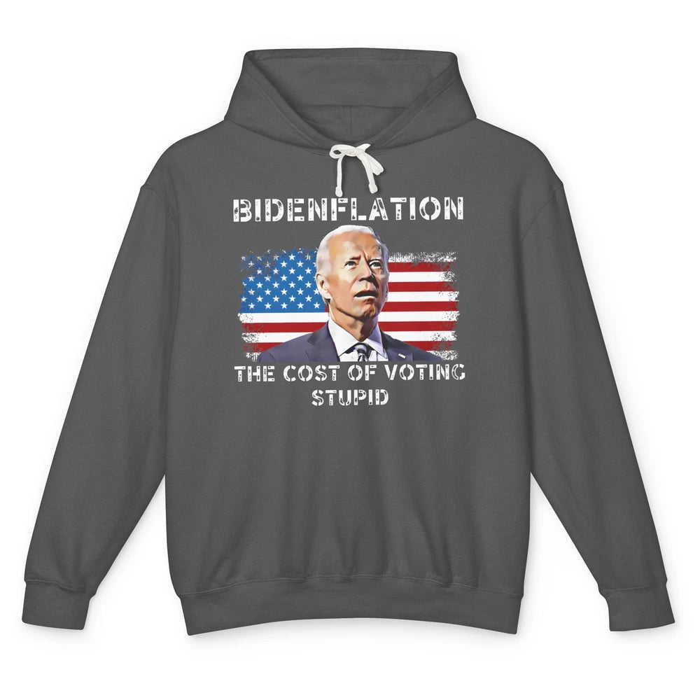 Funny Bidenflation Cost Of Voting Stupid Anti Joe Biden Unisex Lightweight Hoodie