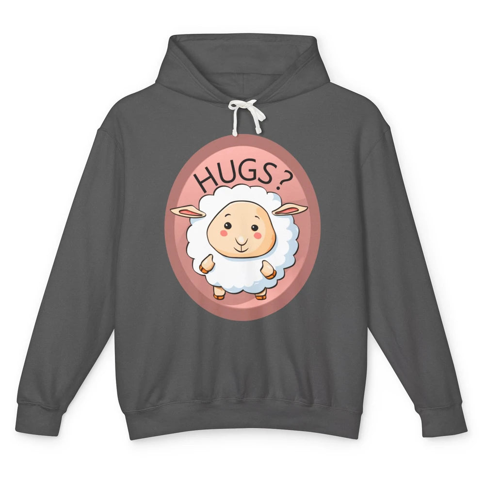 Cute Hugs Baby Sheep Shepherd Lamb Farm Animal Farmer Kawaii Unisex Lightweight Hoodie