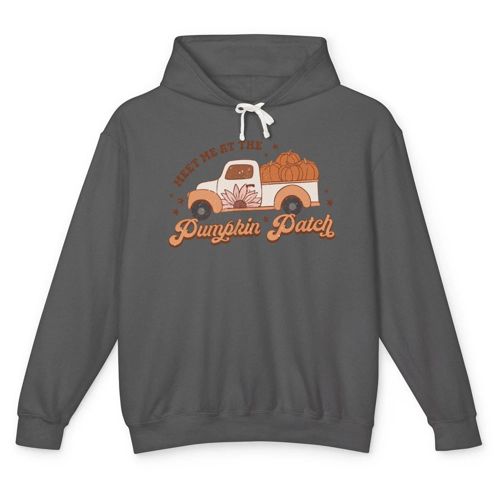 Retro Pumpkin Truck Meet Me At Pumpkin Patch Fall Halloween Unisex Lightweight Hoodie