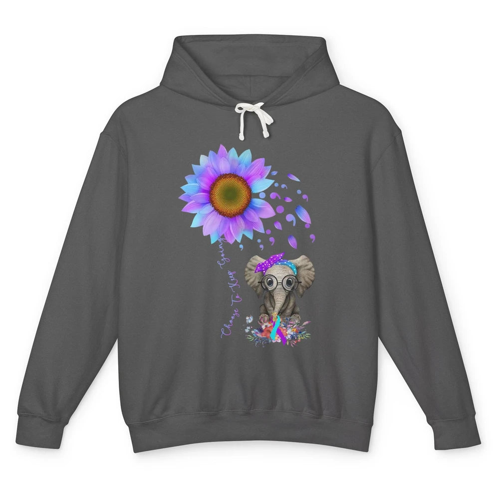 Sunflower Elephant Suicide Prevention Choose To Keep Going Unisex Lightweight Hoodie