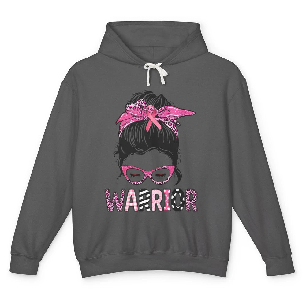 Warrior Fights Cancer Pink Leopard Ribbon Cancer Awareness Unisex Lightweight Hoodie