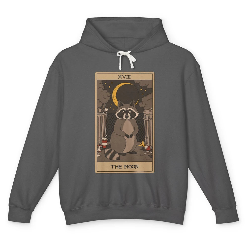 The Moon Raccoon Tarot Card Vintage Opossum Trashed Panda Unisex Lightweight Hoodie