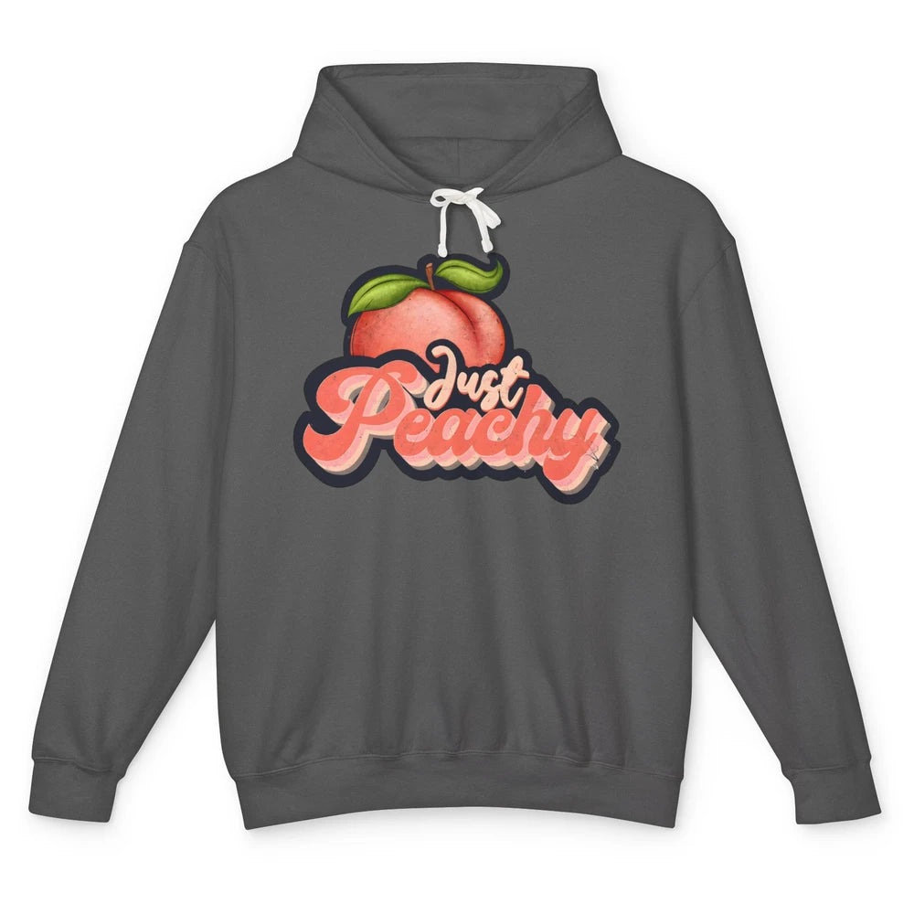 Funny Retro Just Peachy 70s Positive Peaches Summer Fruit Unisex Lightweight Hoodie