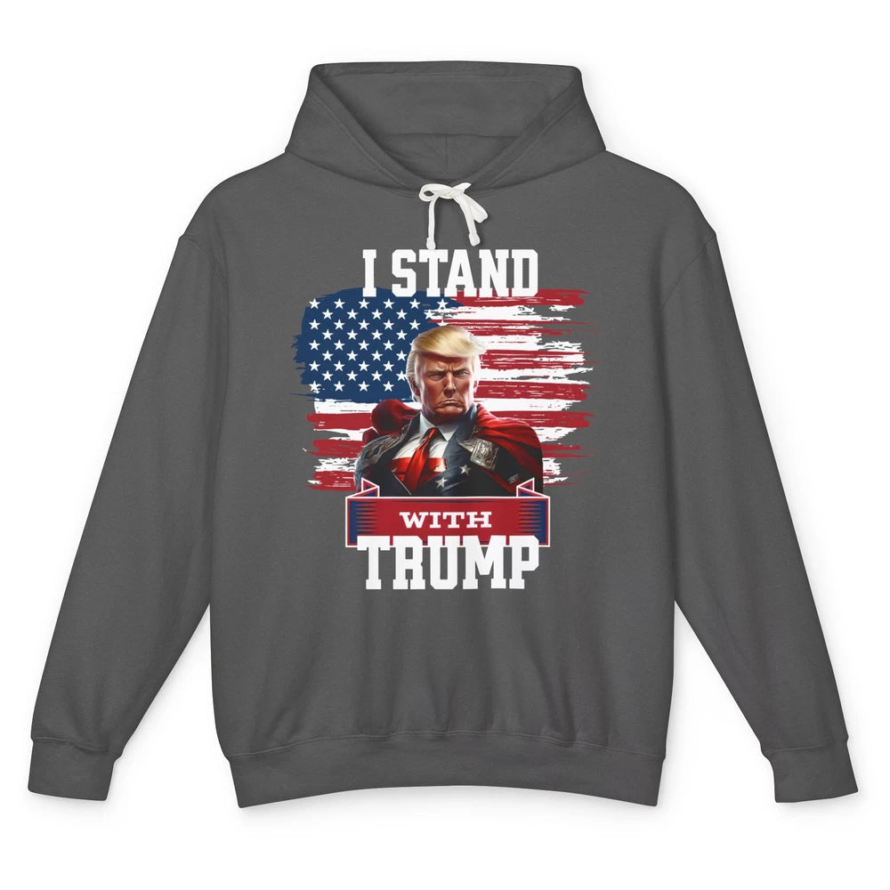 Retro US Flag I Stand With Donald Trump Return 2024 Patriot Unisex Lightweight Hoodie