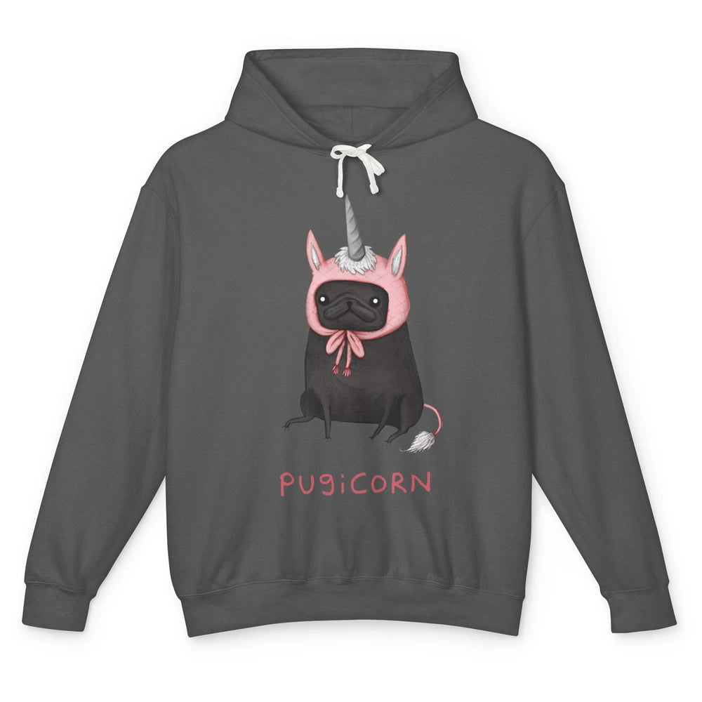 Funny Pug Unicorn Parody Costume Pug Mom Animal Humorous Unisex Lightweight Hoodie