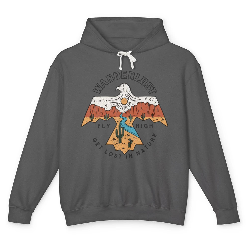 Vintage Eagle Desert Wanderlust Get Lost In Nature Outdoor Unisex Lightweight Hoodie