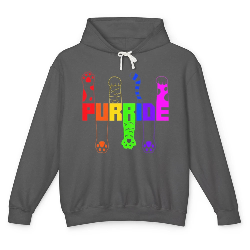 Kitten Purride Cat Paw LGBT Awareness Pride Month Rainbow Unisex Lightweight Hoodie