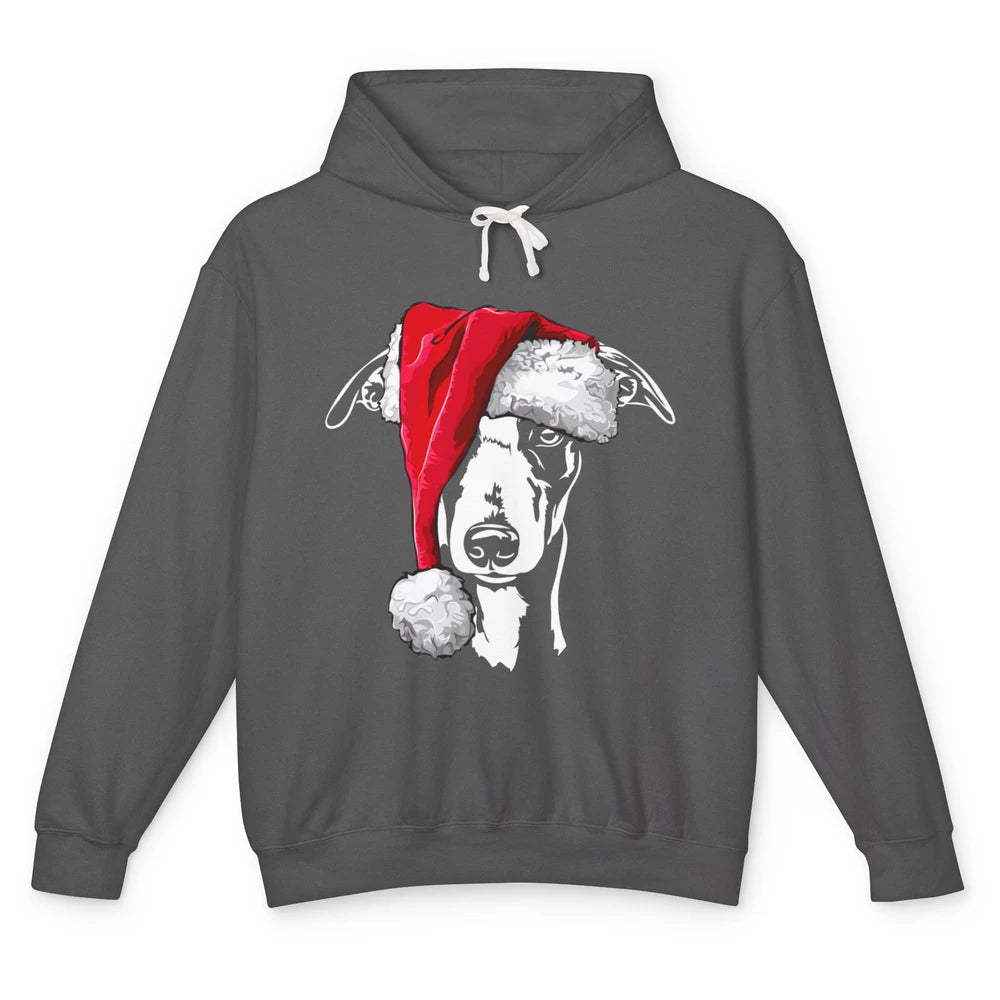 Merry Christmas Funny Whippet Santa Claus Hat Xmas Dog Retro Unisex Lightweight Hoodie