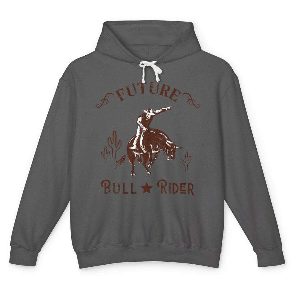 Retro Future Bull Rider Cowboy Western Country Cactus Riding Unisex Lightweight Hoodie