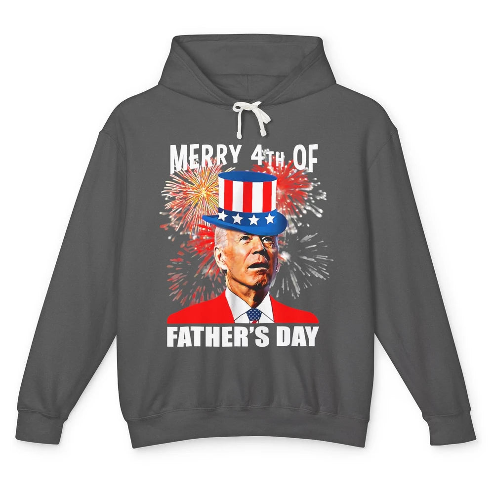 Funny Joe Biden Merry 4th Of Father's Day Fireworks Anti Joe Unisex Lightweight Hoodie