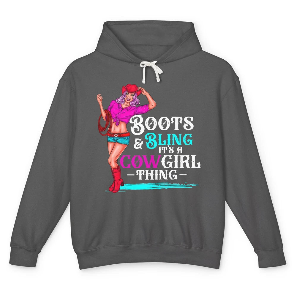 Cowgirl Boots And Bling It's Cowgirl Things Western Country Unisex Lightweight Hoodie