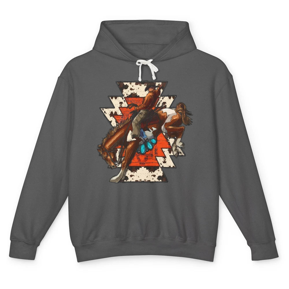 Aztec Cowhide Rodeo Hold Your Horses Cowboy Western Gemstone Unisex Lightweight Hoodie