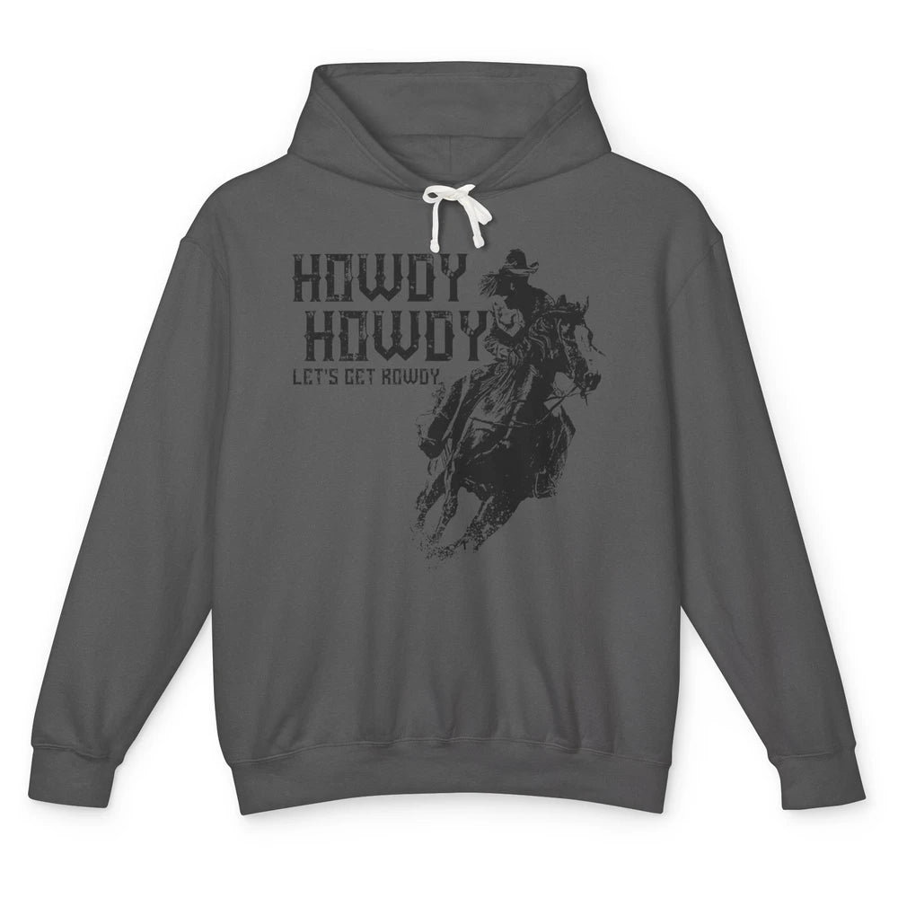 Retro Howdy Cowboy Rodeo Riding Horse Western Country Men Unisex Lightweight Hoodie