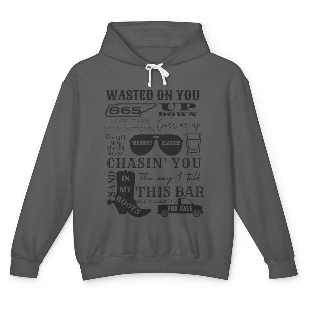 Retro Sands In My Boots Wasted On You Western Country Music Unisex Lightweight Hoodie