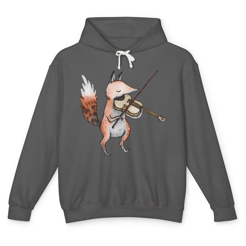 Vintage Fox Playing Violin Funny Violinist Musician Gift Unisex Lightweight Hoodie