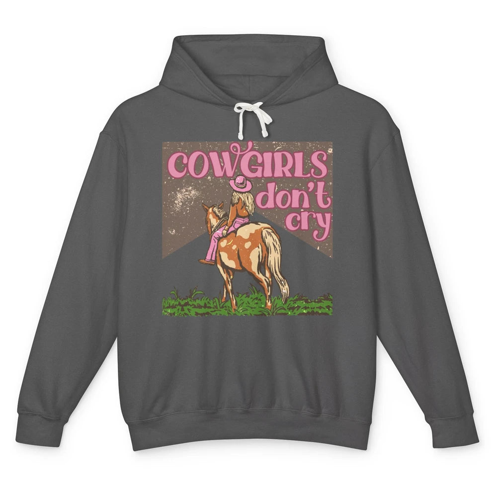 Retro Cowgirls Don't Cry Pink Horseback Rider Western Cowboy Unisex Lightweight Hoodie