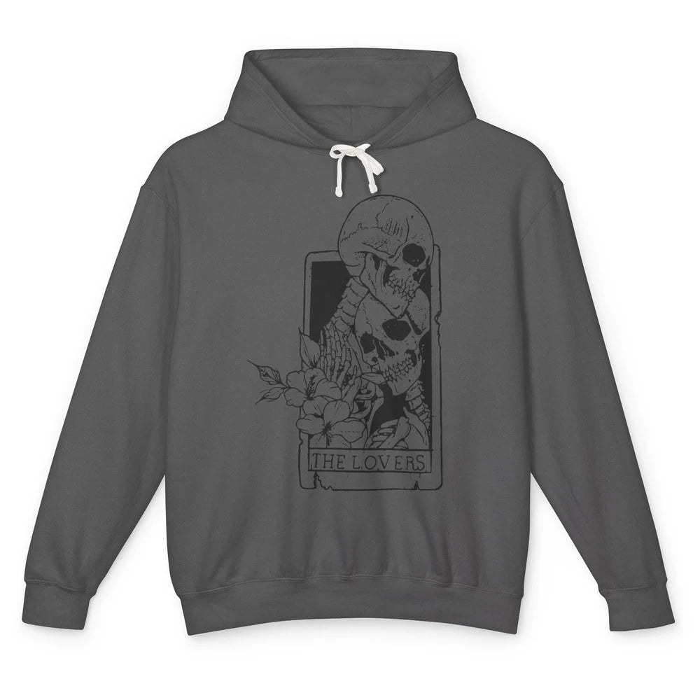 Funny Skeleton Couple The Lovers Tarot Card Valentines Day Unisex Lightweight Hoodie