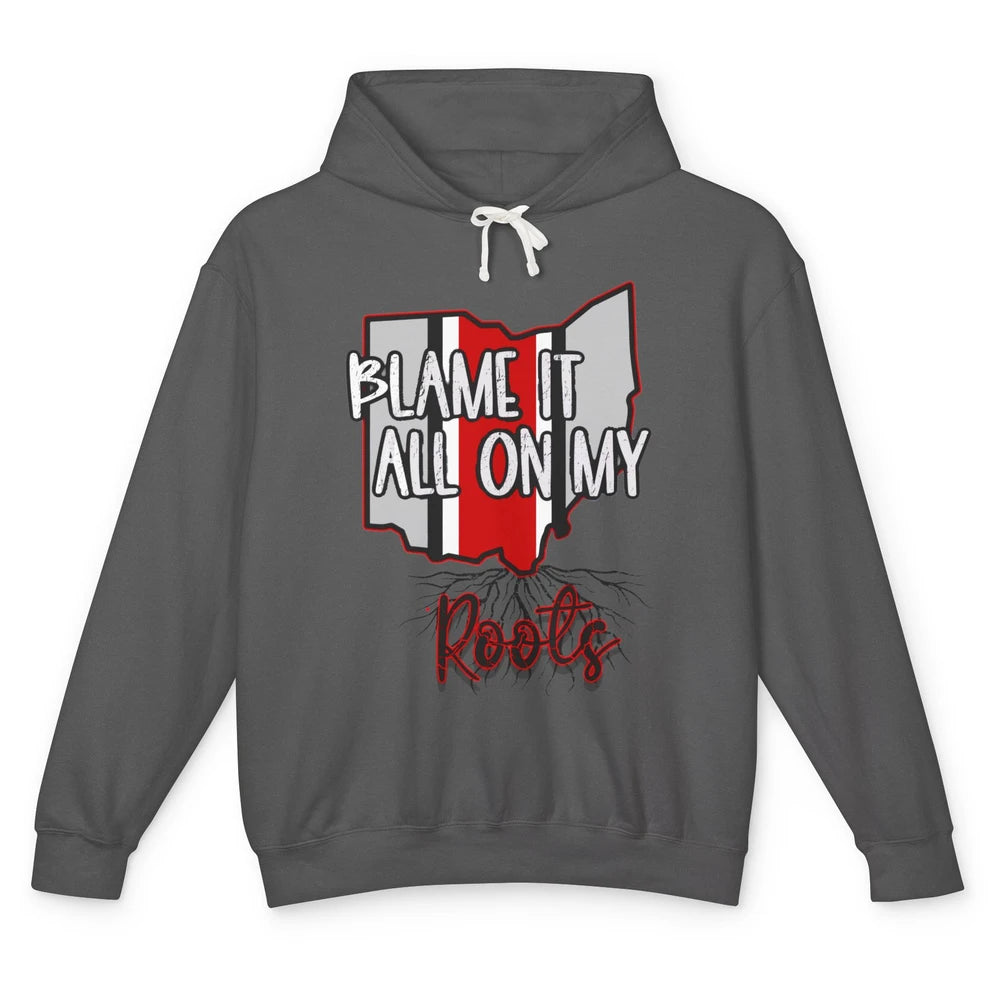 Retro Ohio Map Blame It All On My Roots Ohio Pride Gift Unisex Lightweight Hoodie