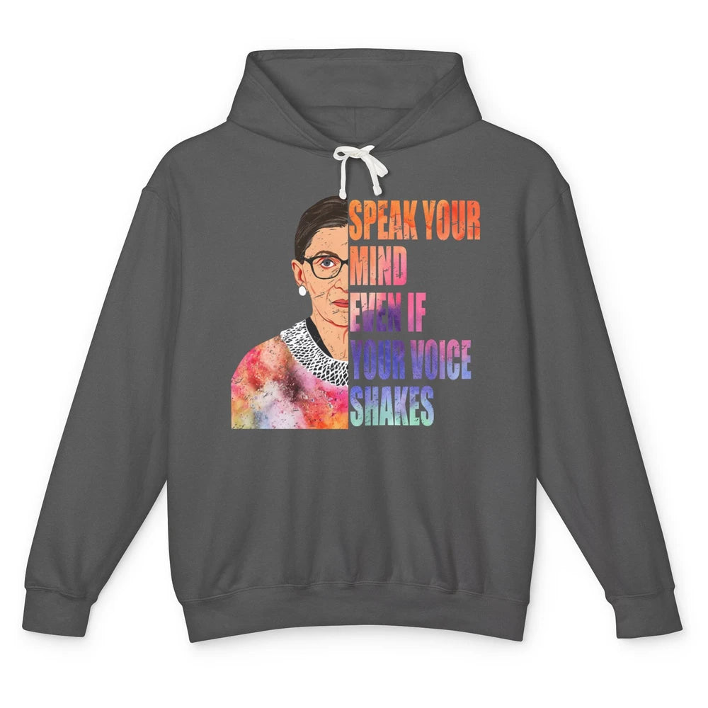 Retro Notorious RBG Speak Your Mind Even If Your Voice Shake Unisex Lightweight Hoodie