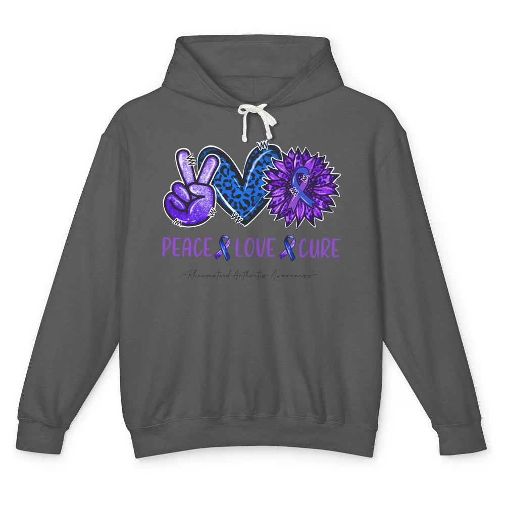 Rheumatoid Arthritis Ribbon Peace Love Cure Sunflower Unisex Lightweight Hoodie